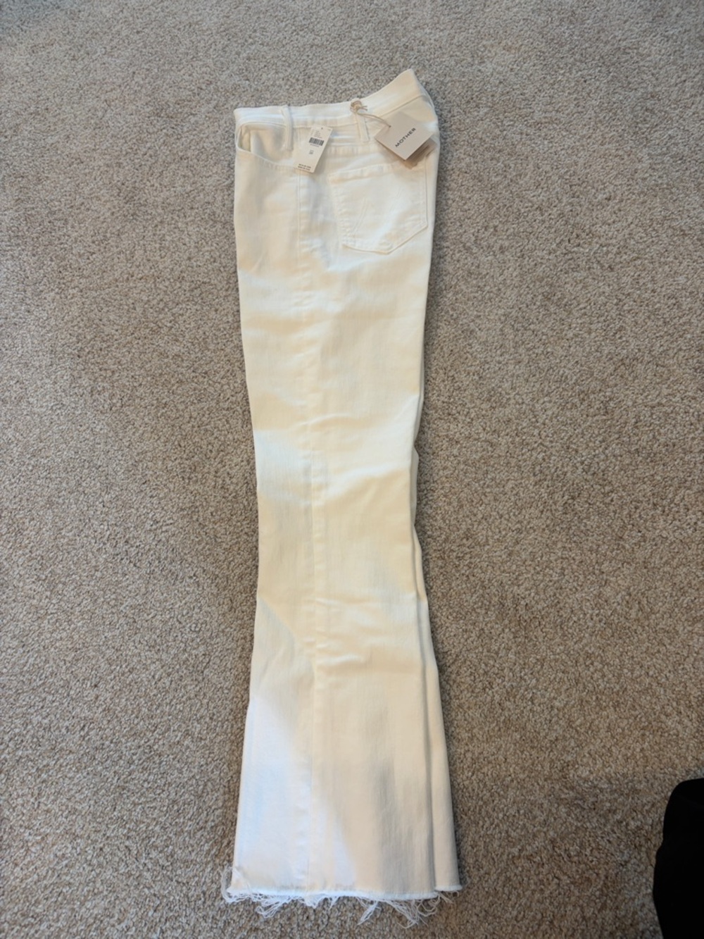 MOTHER White Cropped Straight Ankle Jeans